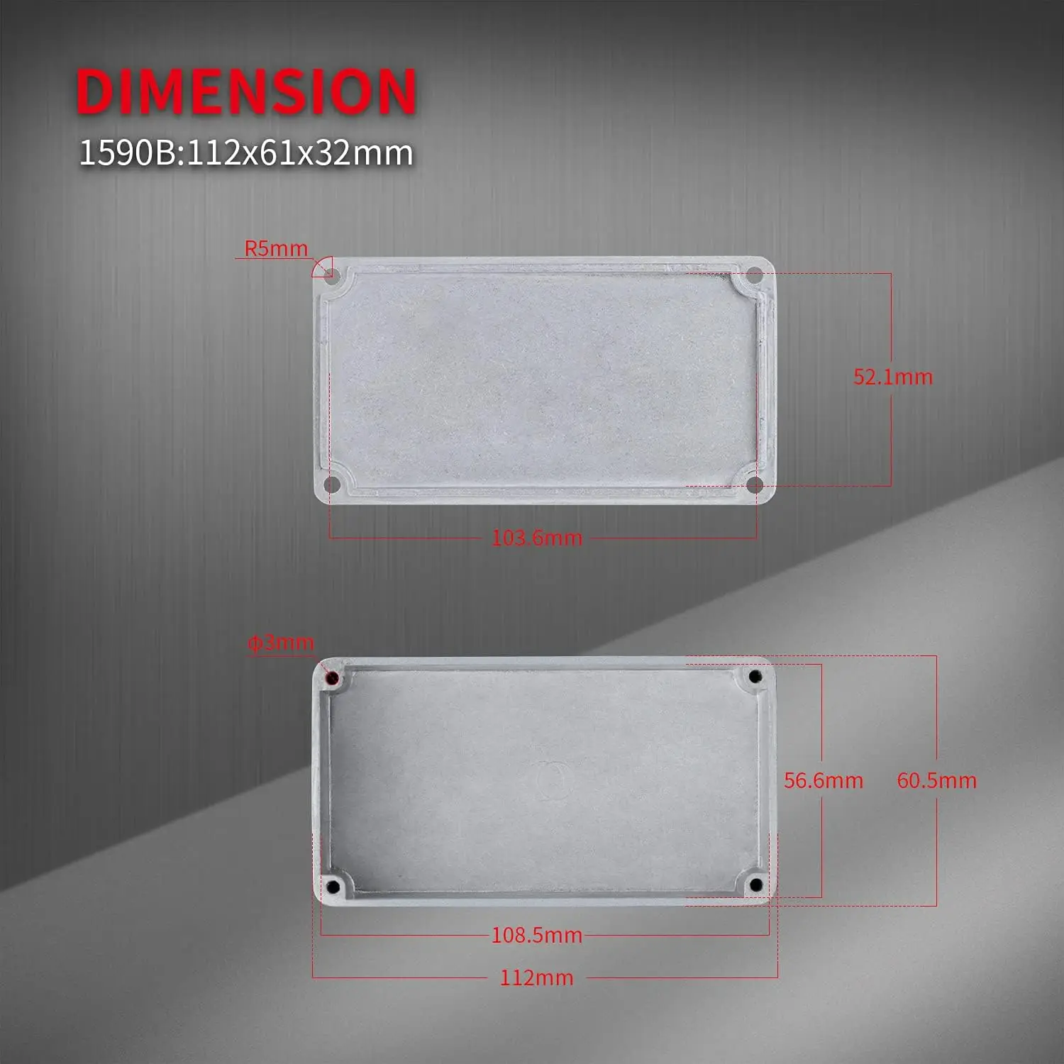 Kit custodia per pedale per chitarra in alluminio 1590B - Diecast/CNC 112x60x31mm con viti in acciaio