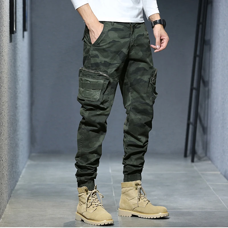 CAAYU ジョガーカーゴパンツ男性カジュアルヒップホップマルチポケット男性ズボンスウェットパンツストリート戦術トラックカーキ迷彩パンツ