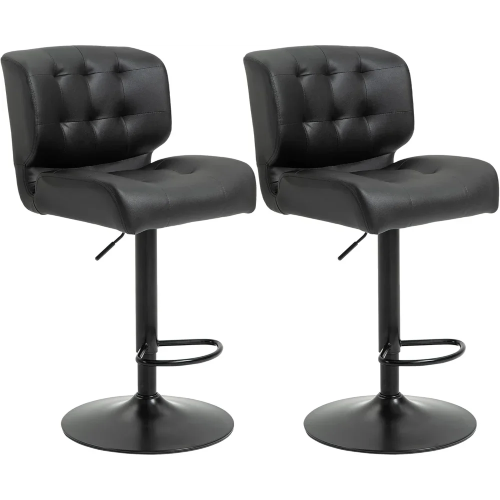 Bar Height Bar Stools Set of 2 with Adjustable Seat, Adjustable Swivel Barstools with Thick Padded Cushion and Metal Footrest