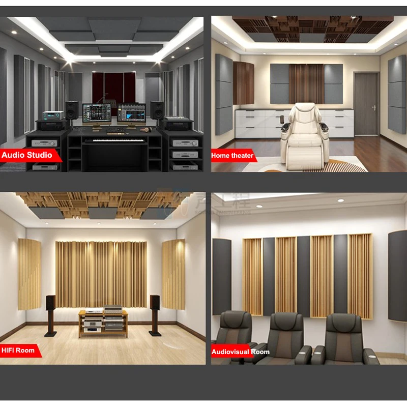 Movable Wooden Acoustic Wall Panel 120x54x15cm with Support Bracket Japan/Korea Style for Home Theater/Studio Sound Diffusion