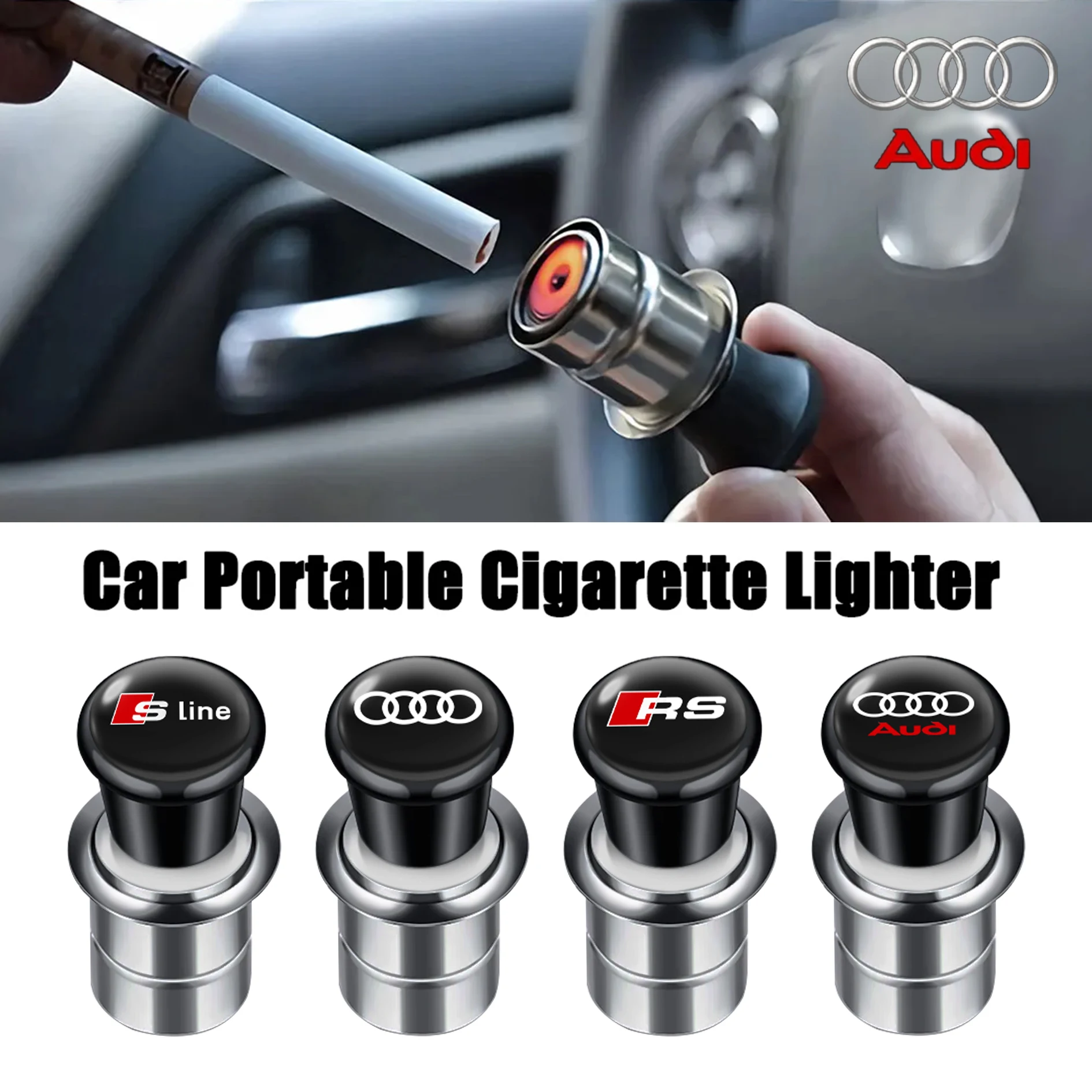 Encendedor de cigarrillos sin llama portátil de Metal para coche, 12V, a prueba de viento, para Audi S Line A1, A3, A4, A6, A7, Q3, Q5, Q7, RS3, RS4, RS5, S3, S4, S5, S7