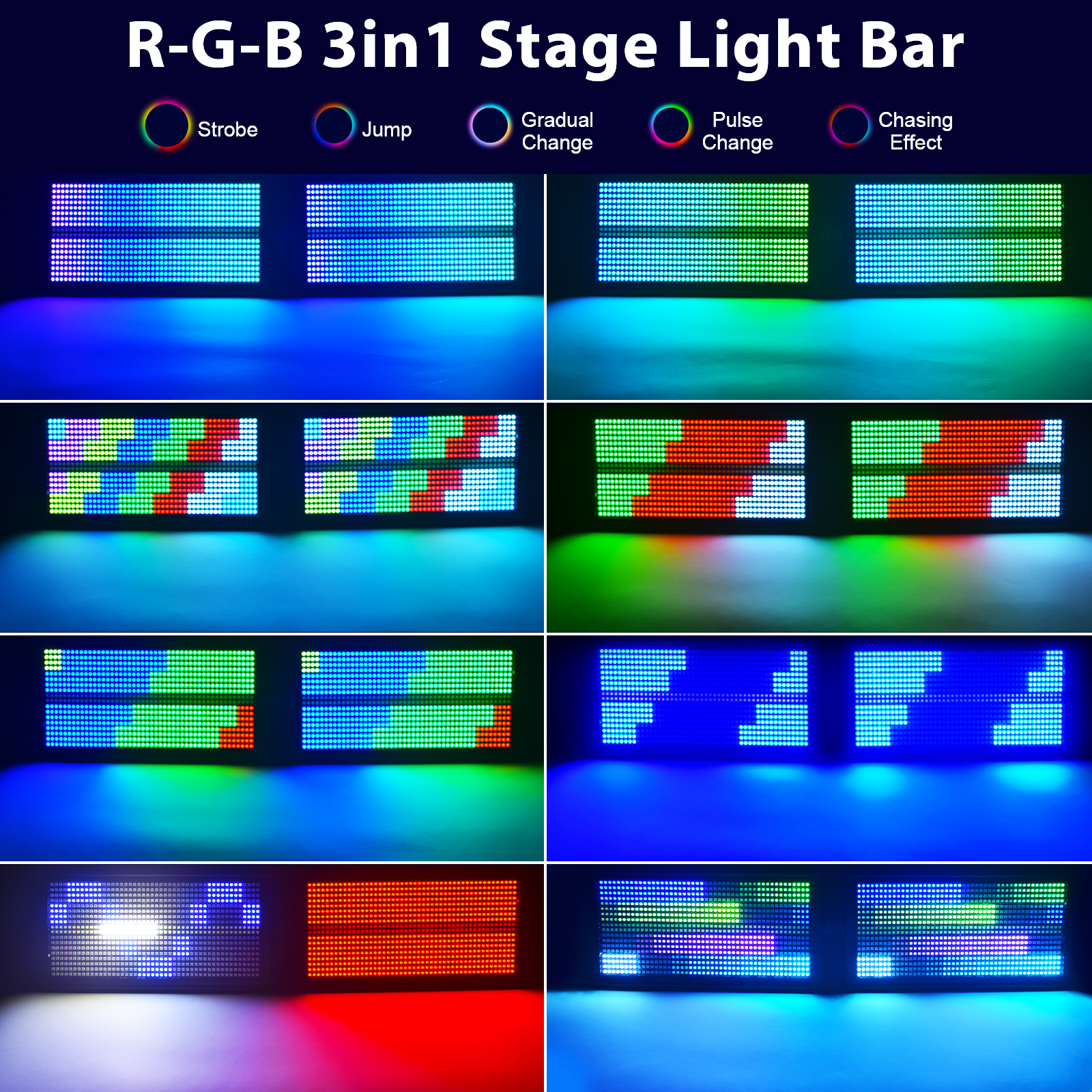 Yiflamefly 2 pièces barre lumineuse de scène lavage lumières stroboscopiques 130W RGB LED barre de lumière ascendante DMX512 DJ lumières pour fête Disco mariage vacances KTV