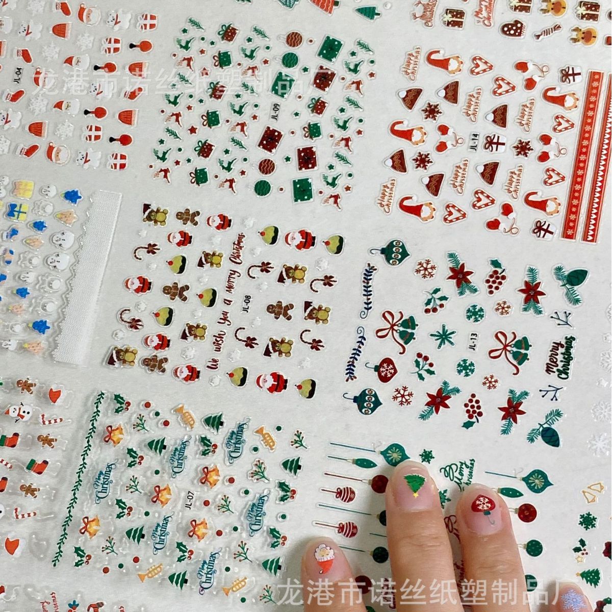 30Sheets Christmas Nail Stickers 1000+ Patterns Christmas Nail Art Decals Adhesive Nail Decals with Deer Snowman (Classic Style)