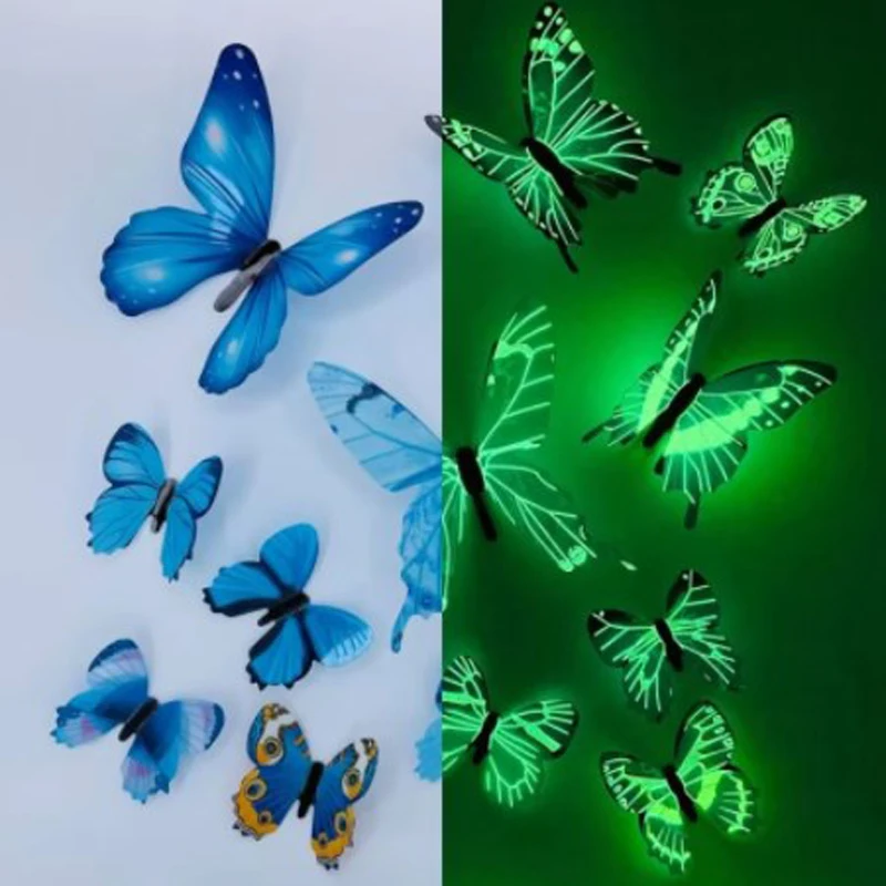 12 빛나는 시뮬레이션 나비 3D 벽 장식 홈 장식 벽 장식 거실 장식