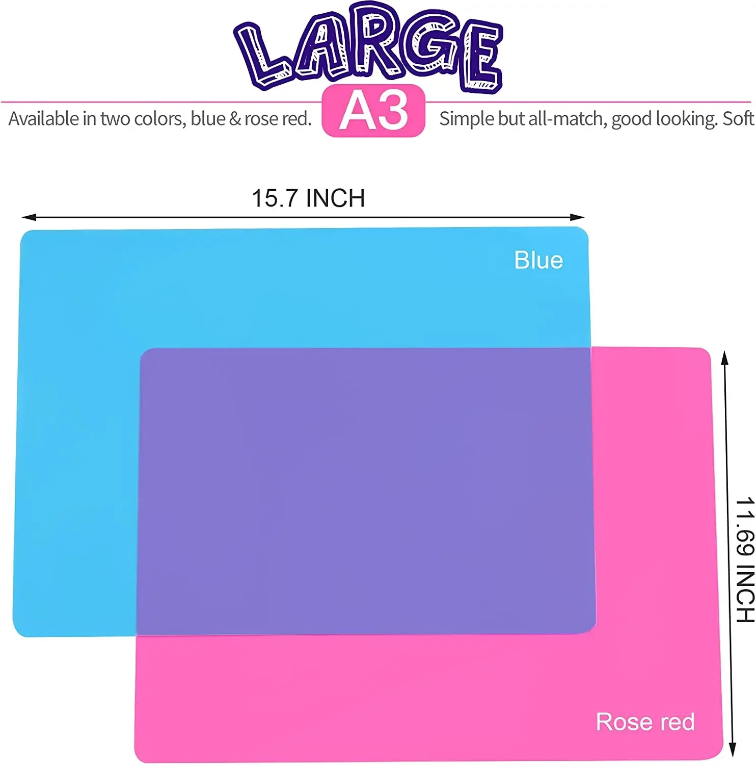 15.7" x 11.7" Large Silicone Sheet for Crafts Jewelry Casting Mold Mat, Nonstick Craft Mat for Epoxy Resin, Paint, Clay