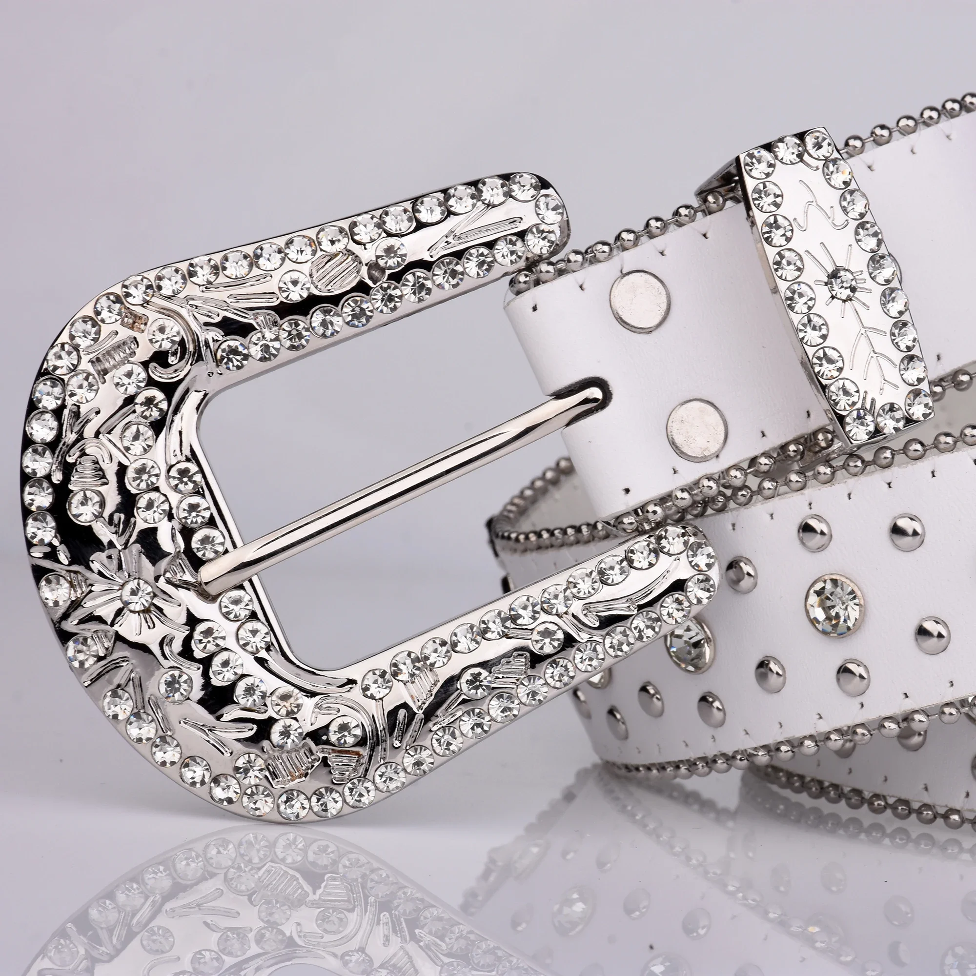 Cinturón blanco con diamantes de imitación Punk para mujer y hombre, moda vaquera occidental, joyería para mujer, diseño de moda, cinturón vaquero Y2K