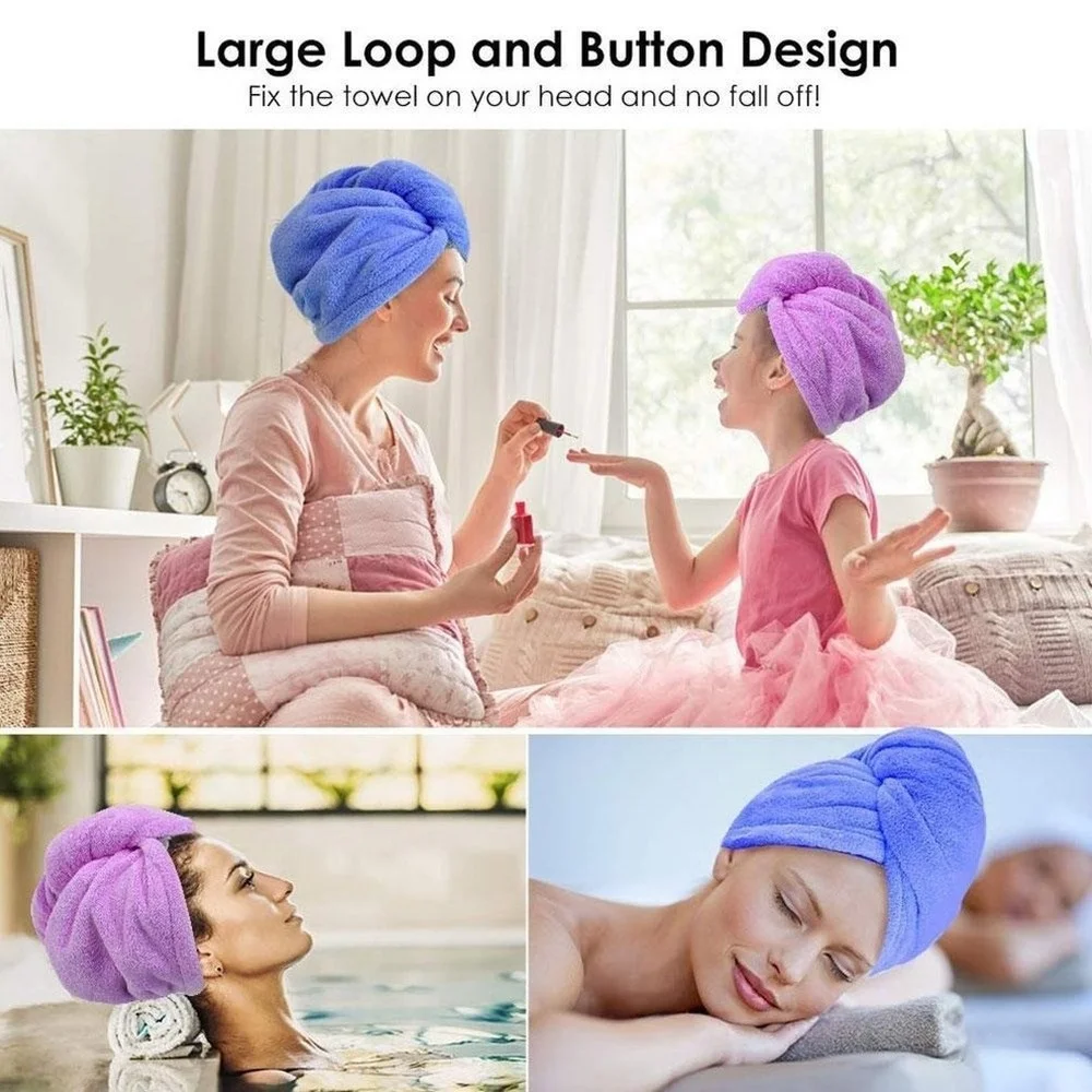 Asciugamano per capelli Asciugamano per capelli ad asciugatura rapida Asciugamano per asciugare i capelli in microfibra super assorbente in velluto corallo Turbante per capelli ad asciugatura rapida