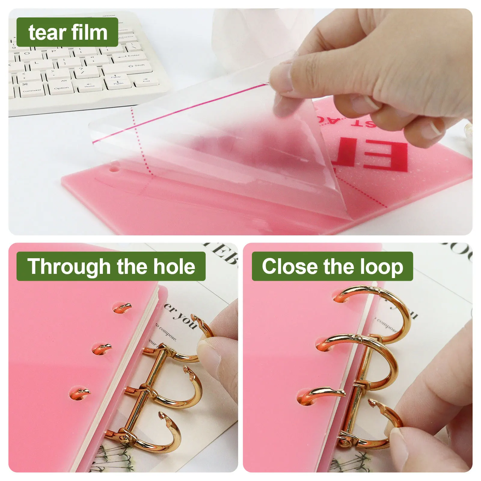 A5 A6 Zuckerguss Dicke linie Acryl Lose Blatt Binder Abdeckung DIY Konto Buch Journal Planer Büro Schreibwaren