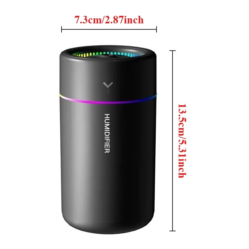 Humidificador de aire de 280ML, gran volumen de niebla, luz de ambiente colorida, difusor de Aroma silencioso, aceites esenciales, aromaterapia para el hogar y el coche