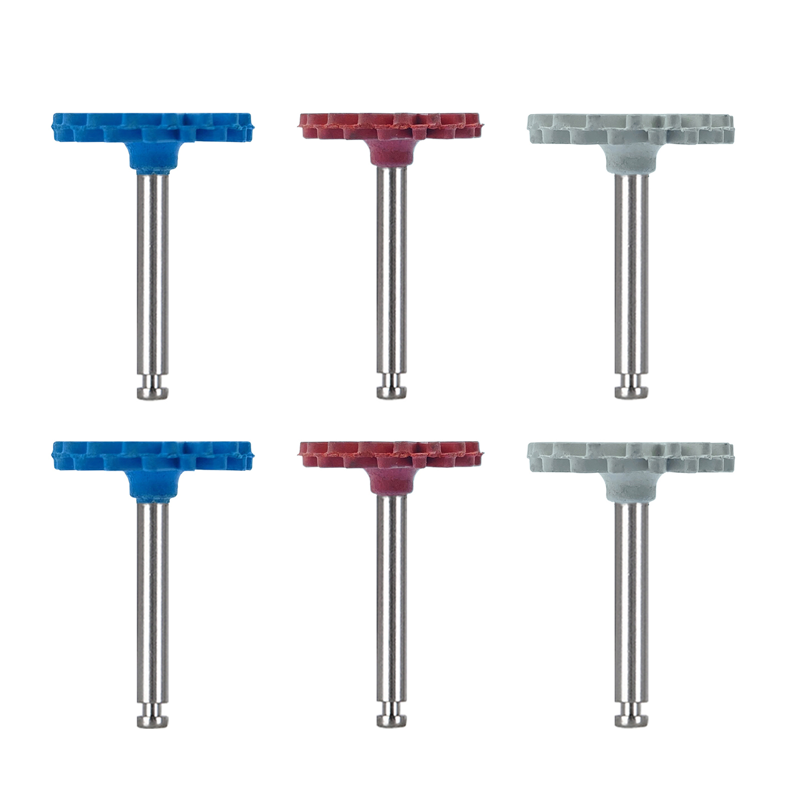 WellCK 6 ピース/セット歯科用ゴムポリッシャー複合樹脂研磨ダイヤモンドシステム RA ディスクキット 14 ミリメートルホイールスパイラルフレックスブラシバー