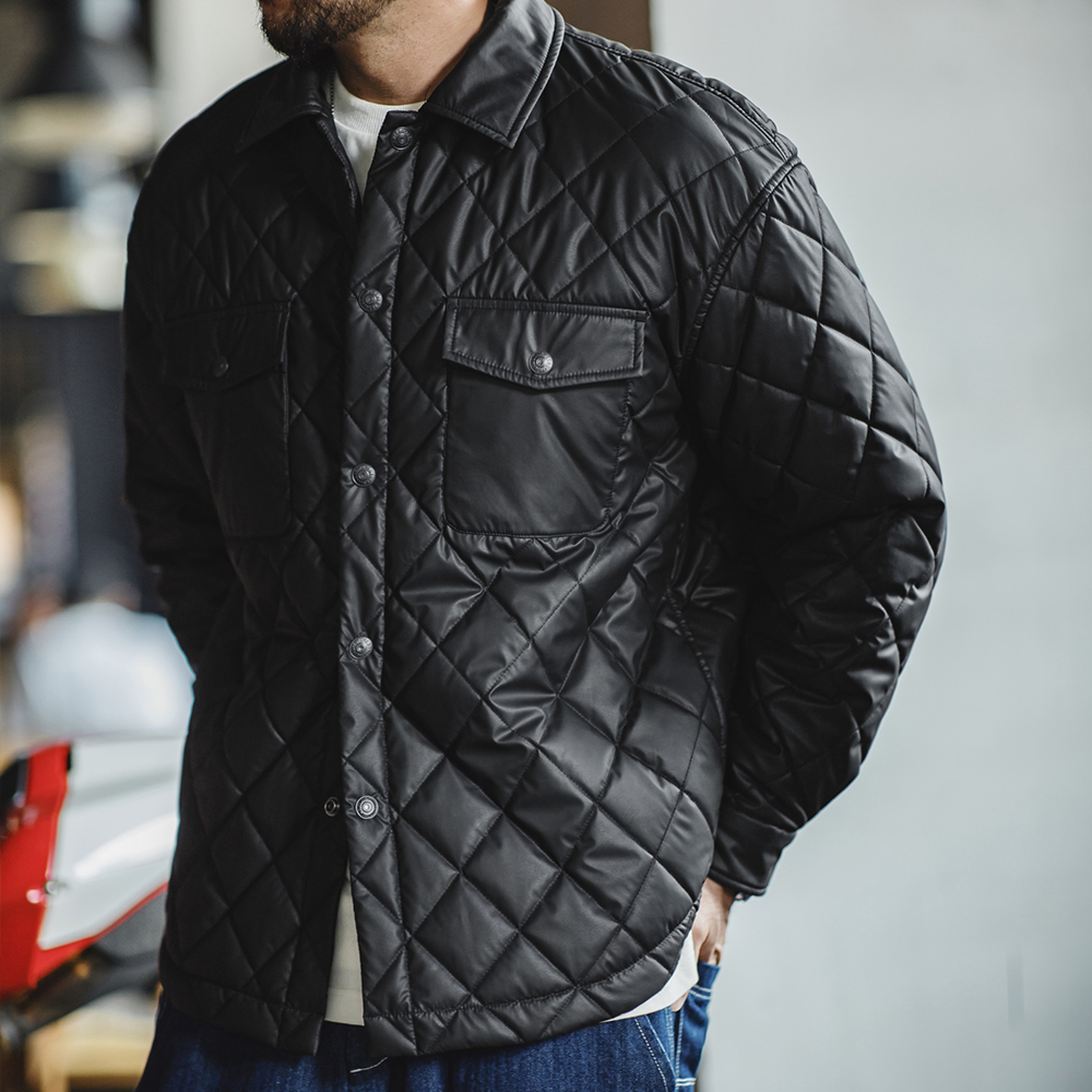 Maden-jaqueta masculina acolchoada com grade de diamante, casaco acolchoado de algodão solto, gola quente, versátil, casacos para outono e inverno
