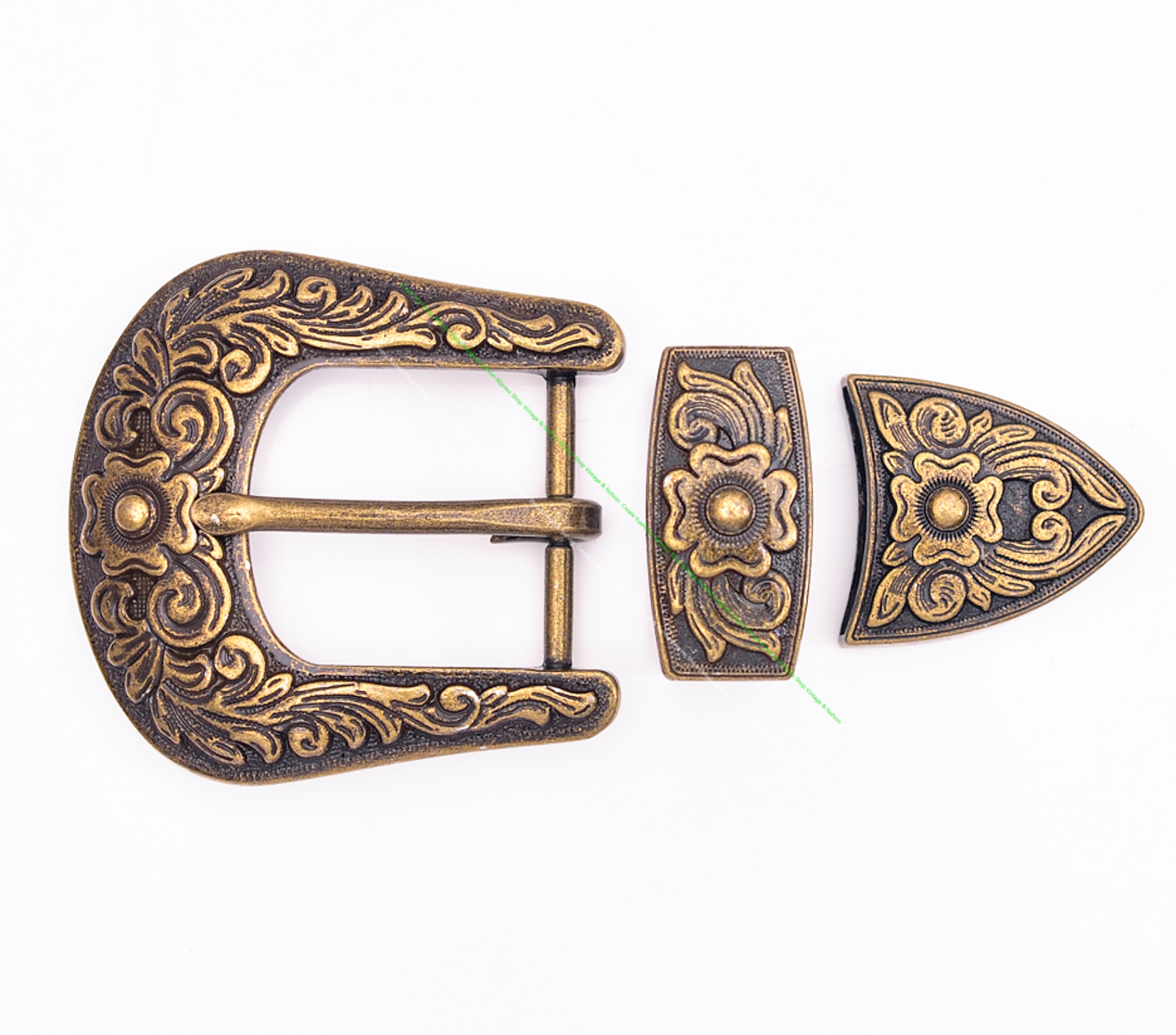 25 30 38mm Vintage Messing Blume geschnitzt Texas Western Cowboy Ranger Rodeo Loop Tipps 3 Stück Set Leder Craft Gürtels chnalle