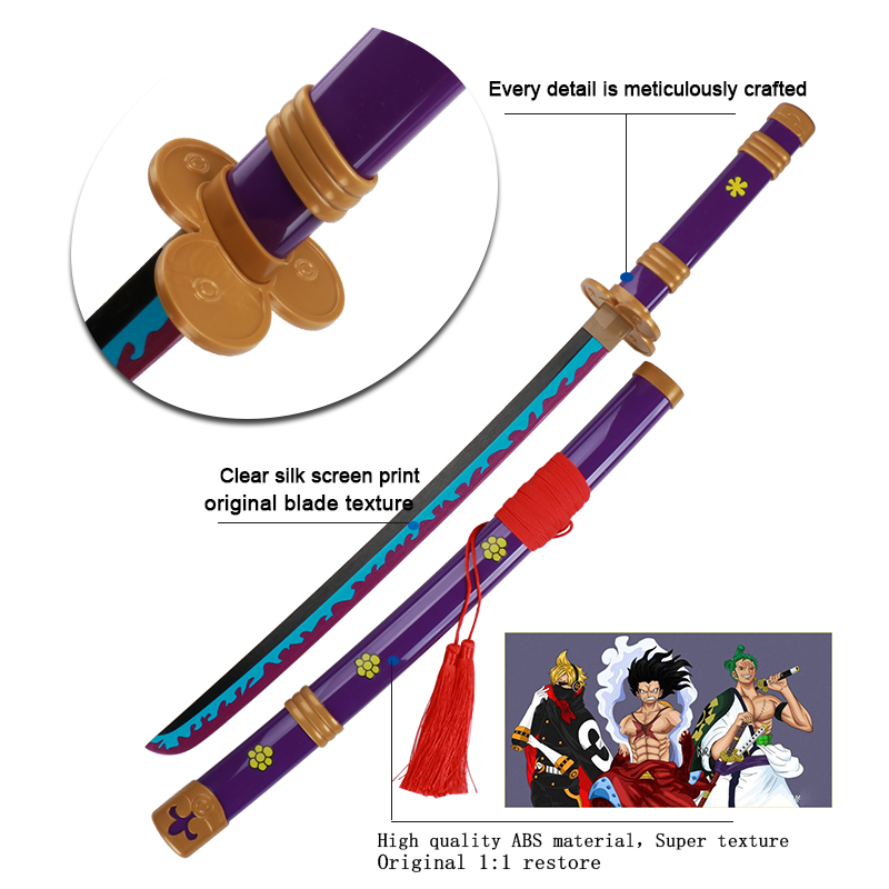 새로운 2023 Anime Roronoa Zoro Katana 검 나무 80cm/31.5 "Enma Purple 남여 할로윈 파티 선물