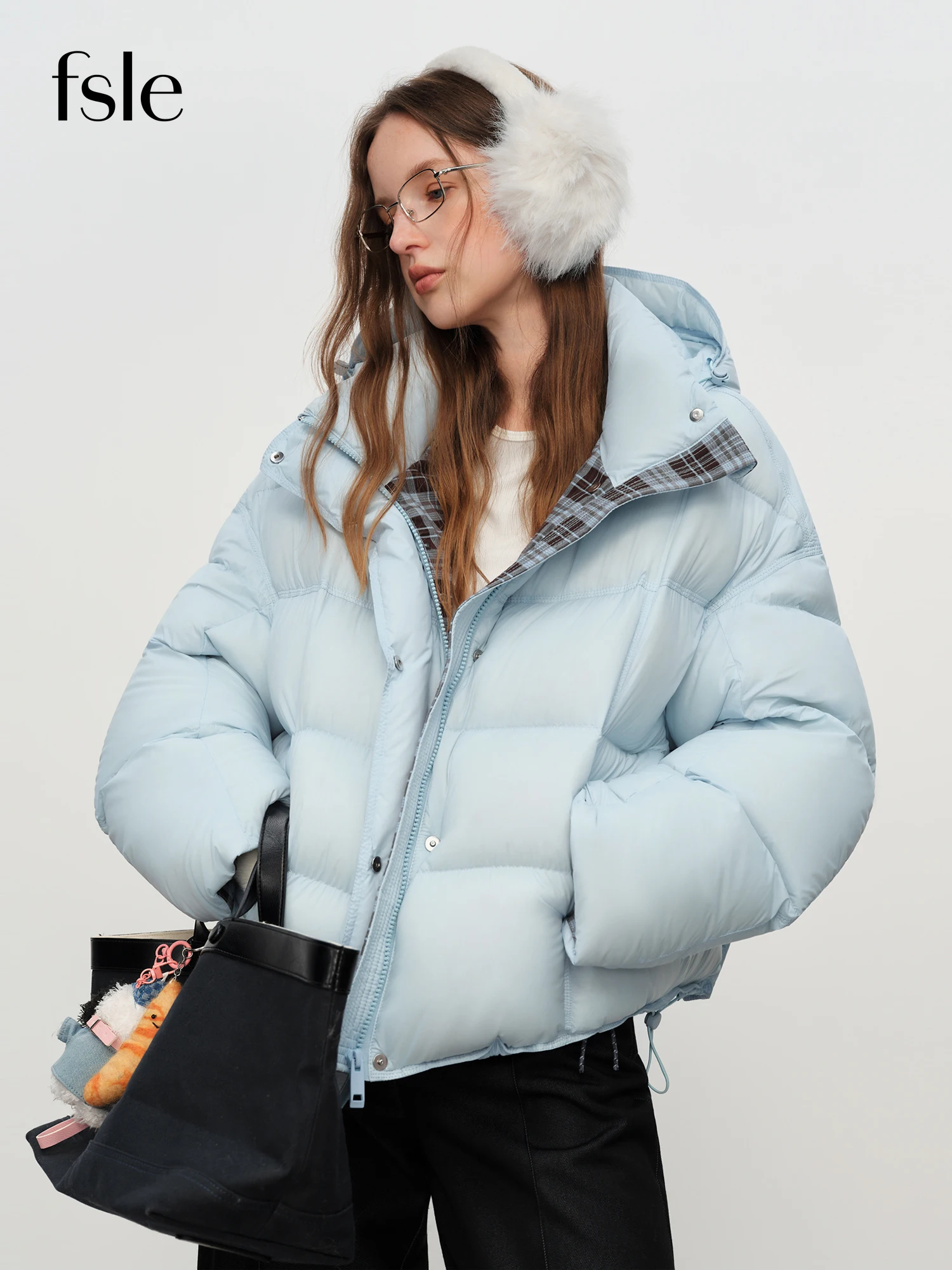 Fsle 2025 inverno feminino com capuz puffer jaqueta impermeável downncoat estilo bolha térmico casaco quente oversize curto acolchoado outerwear