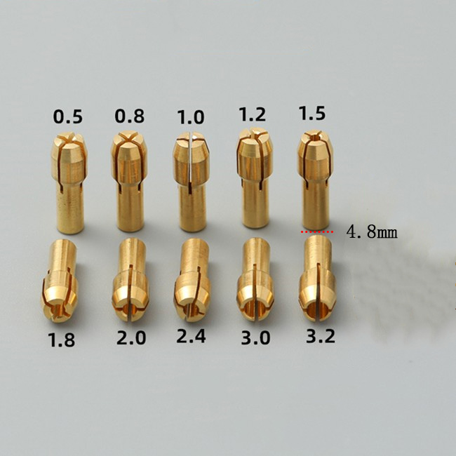 10/11PCS/lot Mini Drill Brass Collet Chuck for Dremel Rotary Tool 0.5-3.2mm Brass and Nut for Dremel Accessories Set