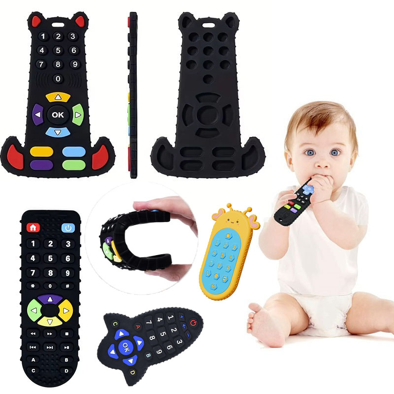 Baby Teething Toys Food Grade Silicone Teether for Babies 0 3 6 12 Months TV Remote Shape Toddler Chew Teething Relief Baby Toys