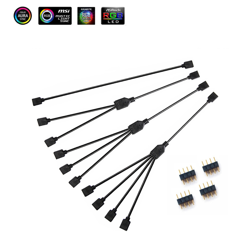 Kabel do synchronizacji płyty głównej 4PIN 12V RGB 3PIN 5V ARGB 1 do 2/1 do 3/1 do 4/1 do 5 Linia przedłużająca