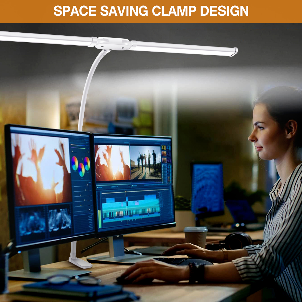 Lampada da scrivania a LED con morsetto Lampade da scrivania con braccio oscillante Lampada da scrivania dimmerabile accattivante con 3 modalità colore e 10 luci da tavolo a LED dimmerabili