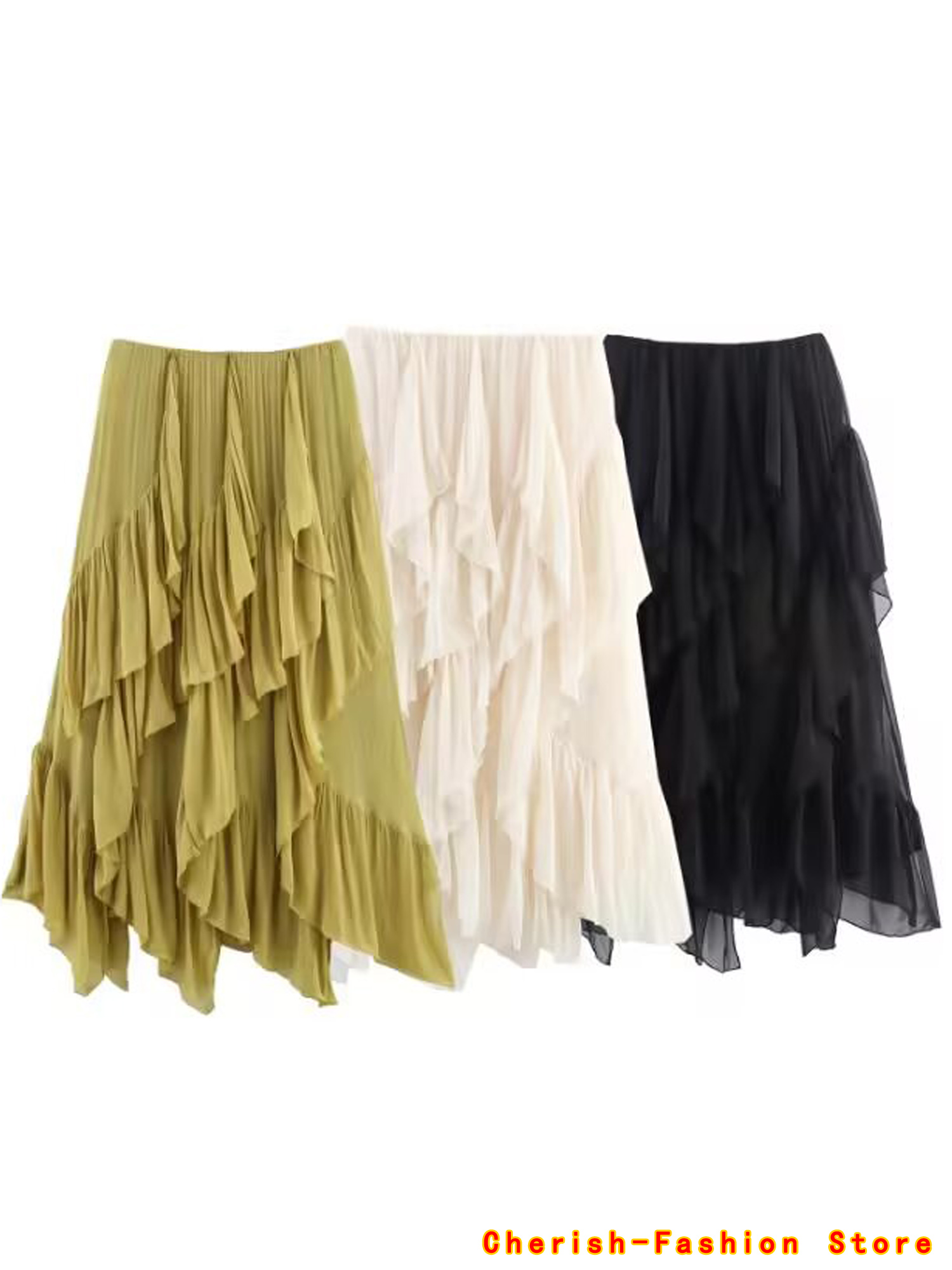 Юбка-торт с нерегулярными оборками, плиссированная женская юбка с высокой талией Faldas Mujer, элегантные юбки в японском стиле, весна-лето 2025