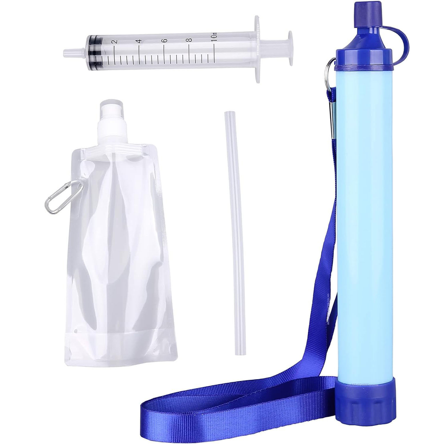 396 Gallonen Outdoor-Wasserfilter, ultraleichtes 0,01 Mikron Filtersystem, tragbarer Wasserreiniger, Überlebensstrohhalme für Reisen ﻿