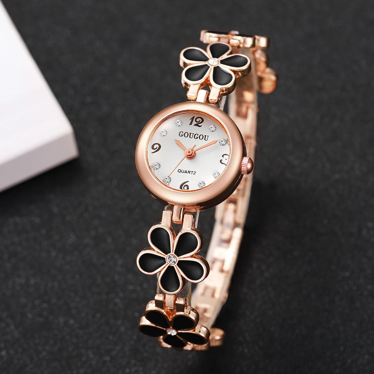 Moda flor pulseira pulseira relógios femininos senhoras diamante árabe numeral dial relógios de pulso reloj mujer (sem caixa)