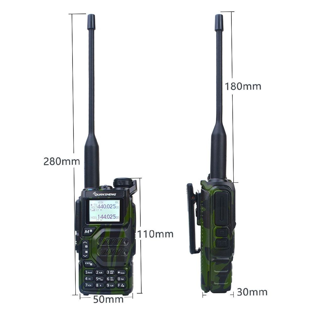 Quansheng UV-K5 워키 토키 위장 50-600MHz VHF UHF TX DTMF VOX FM 에어 밴드 무선 고속 복사 1 채널 스크램블 NoAA