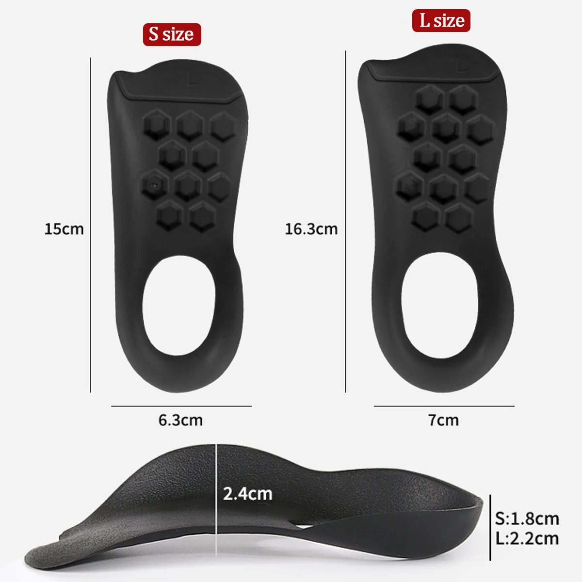 Arch Support Shoe Insoles 2-Pack‌ – Half Orthotics for Running/Work Shoes, Relieves Heel & Foot Pain, Premium Cushioning Black