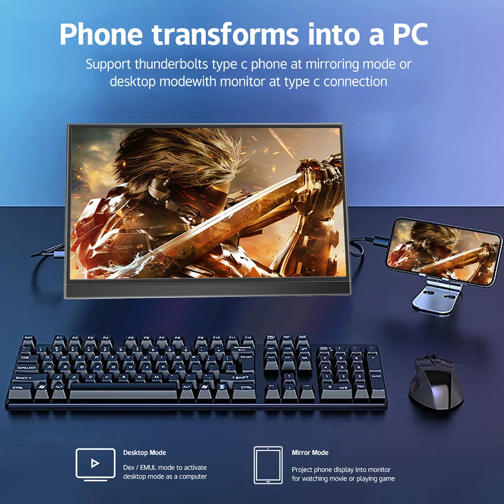 Monitor portátil con pantalla táctil, pantalla LED HD de 14/15, 6/16 pulgadas, Monitor de viaje para Raspberry Pi/portátil/PS3/PS4 Xbox