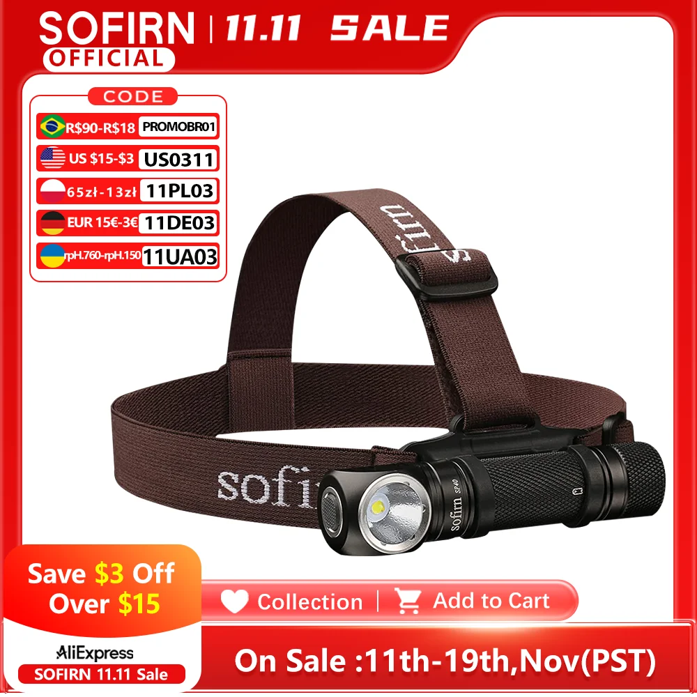 Sofirn SP40 LED XPL 1200lm 18650 USB Sạc Đèn Pha 18350 Đèn Pin Có Đèn Báo Nguồn Nam Châm Đuôi