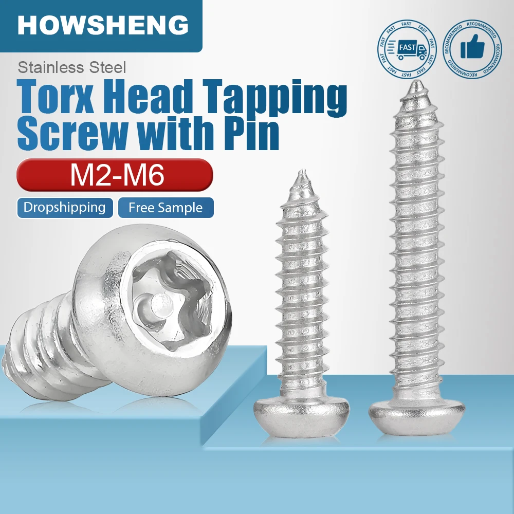 5-60 Uds tornillo autorroscante de cabeza plana Torx M2 M3 M4 M5 M6 tornillo de madera de cabeza redonda de seis lóbulos de acero inoxidable con pasador