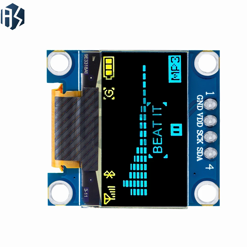 ‌0.96 Inch I2C SSD1306 OLED Display Module – 128x64 Dual-Color (Yellow/Blue) Screen for Arduino, Raspberry Pi & ESP32 Projects