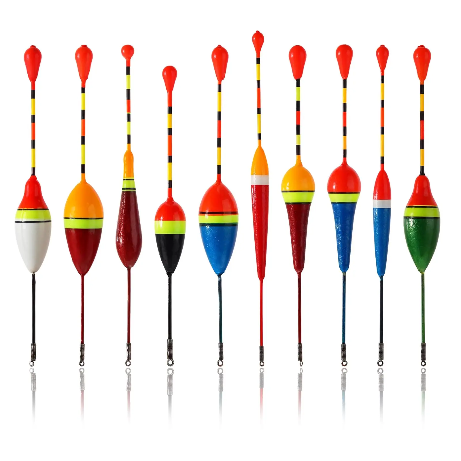 Boyas de pesca, 10 boyas de espuma dura para trucha ovaladas, boyas de pesca de espuma, boyas de pesca deslizantes de madera, líneas de pesca de lubina