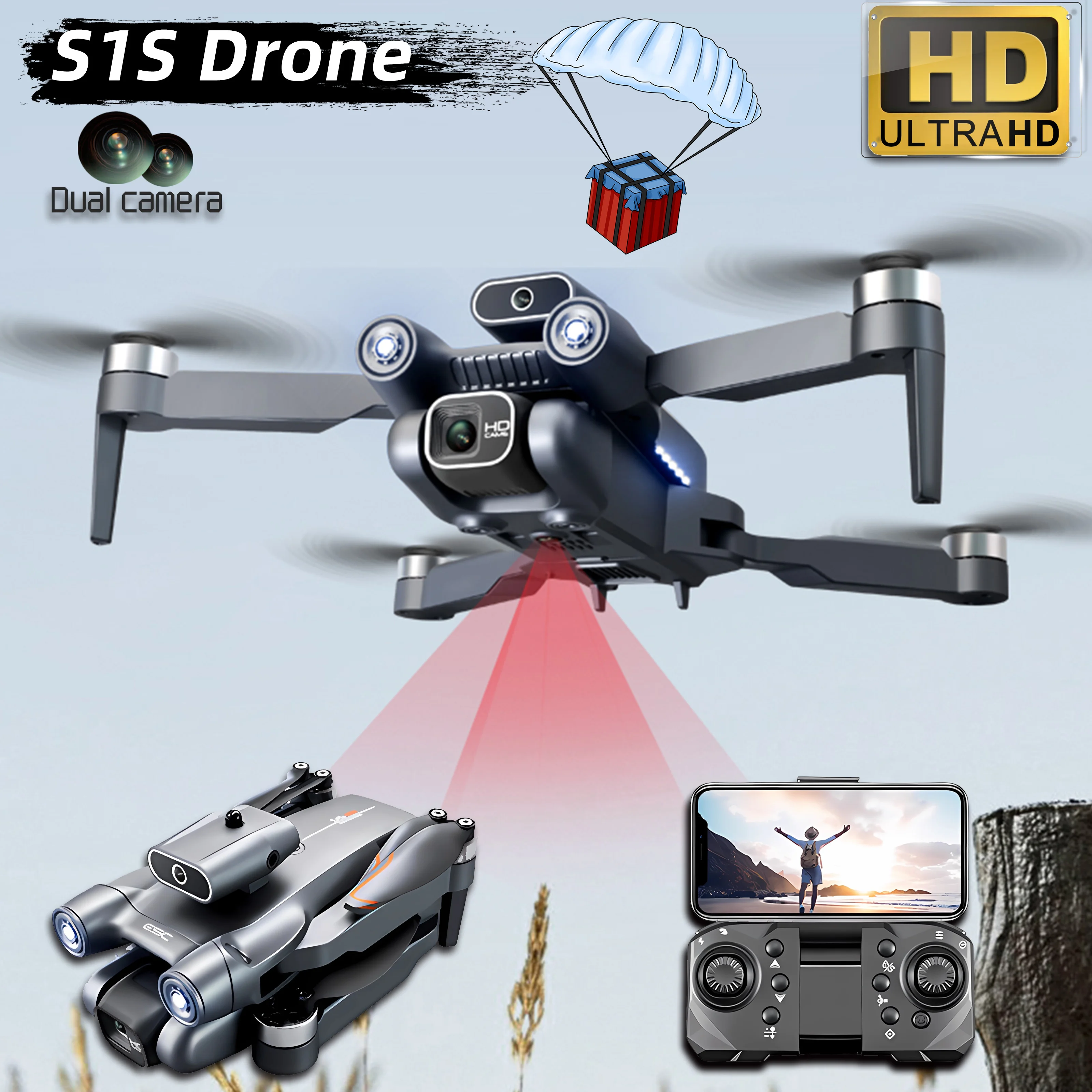 Мини-дрон S1S 8K Профессиональная HD-камера Для Предотвращения Препятствий Аэрофотосъемка Бесщеточный Складной Квадрокоптер И...