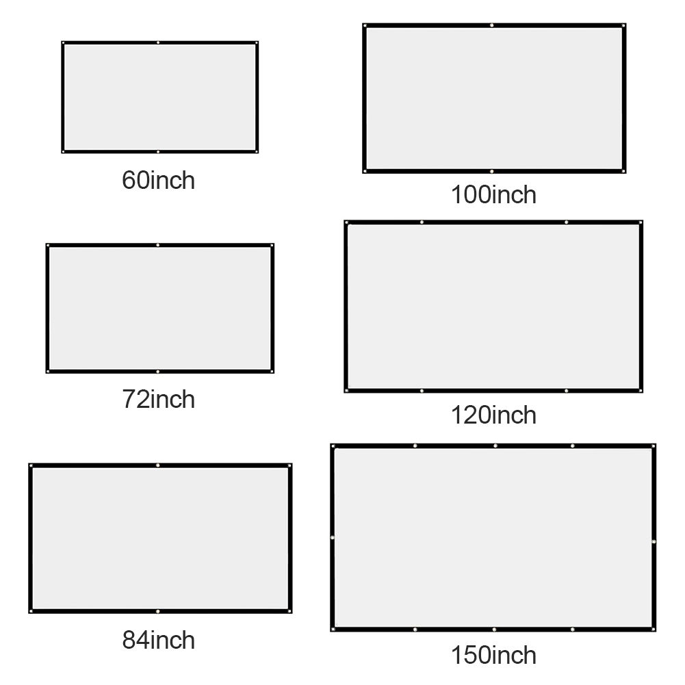 Portable Projector Screen Simple Curtain Anti-Light 60/70/80/100/120 Inches Projection Screens for Home Outdoor Office Projector