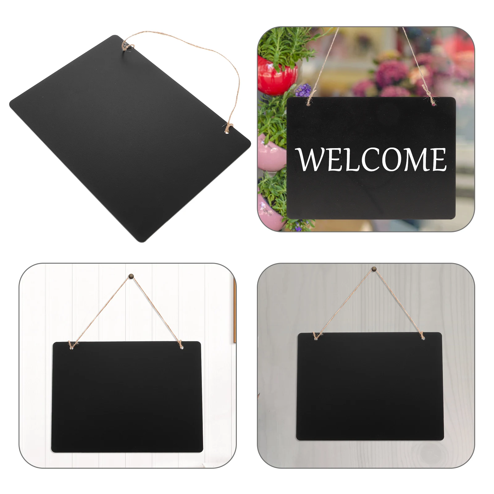Double Sided Blackboard Chalkboard Sign Message Board Wall Decor Hanging Display Reusable Erasable Writing Tags Presentation