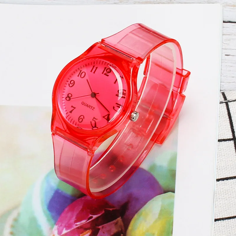 Reloj de cuarzo de gelatina de silicona para mujer, reloj de pulsera informal para mujer, reloj deportivo para estudiantes, Color caramelo transparente, moda de verano