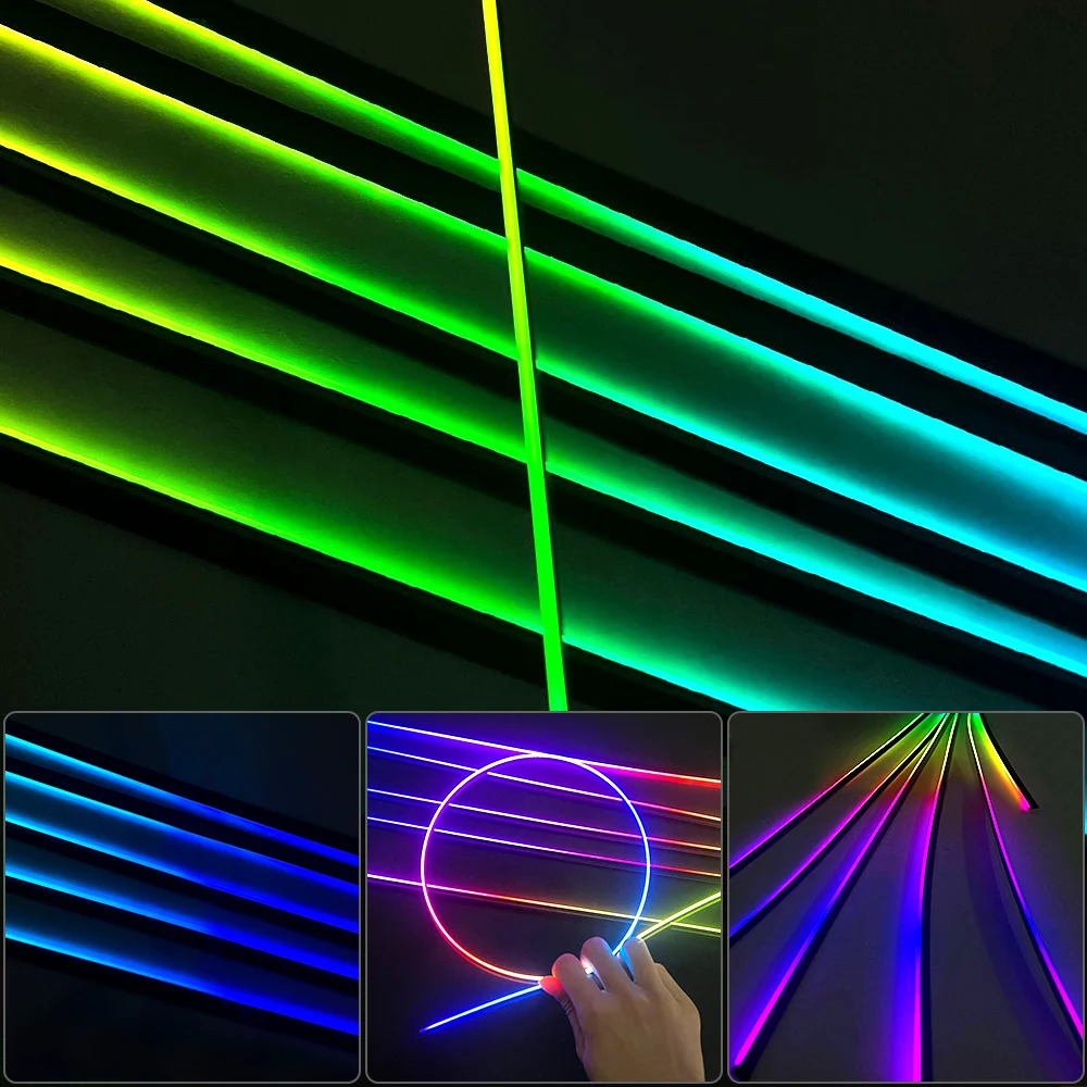 18 en 1 64 colores RGB sinfónico luz ambiental del coche guía acrílica Interior tira de luz LED decoración lámpara de ambiente por Control de aplicación