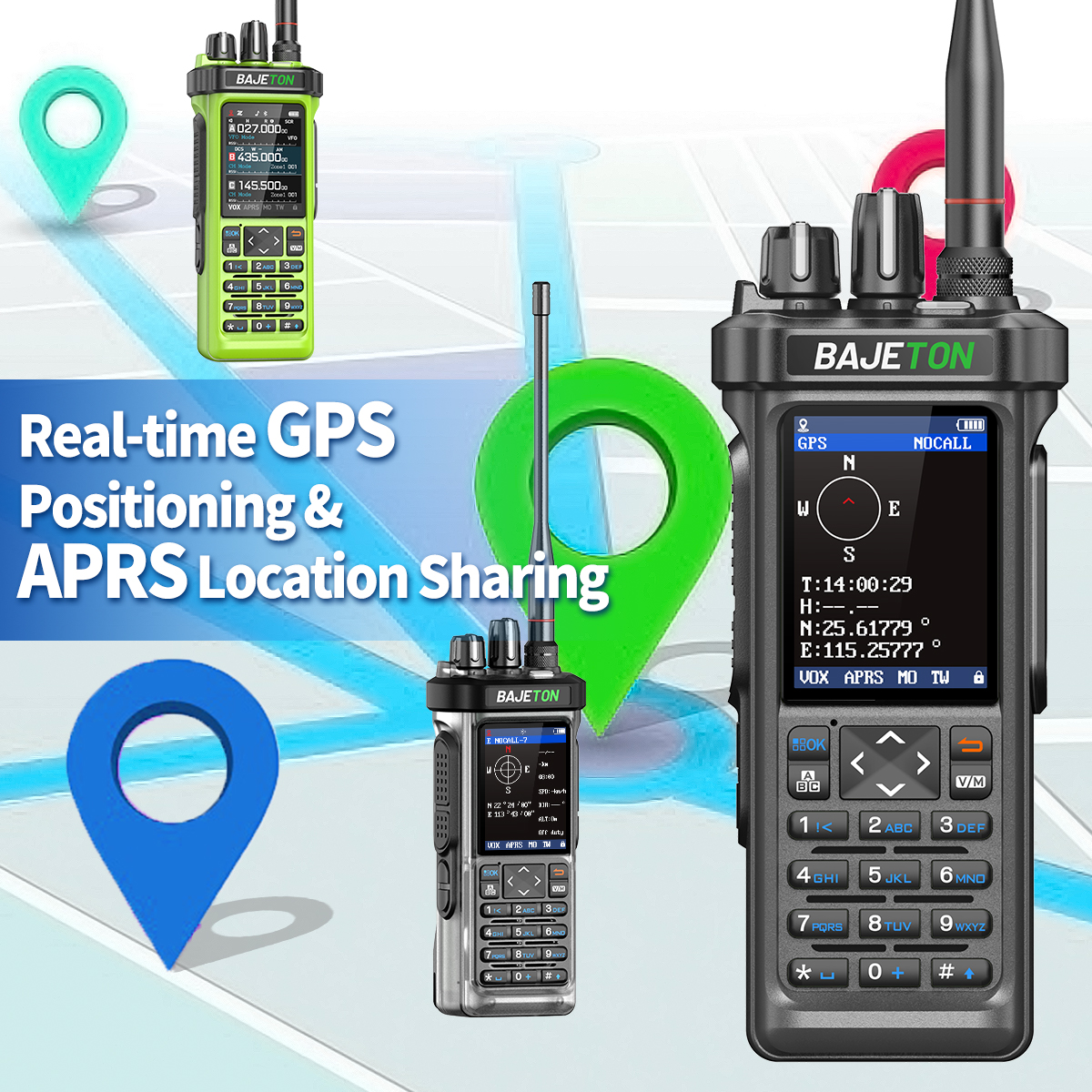 BAJETON BJ-9000 Walkie Talkie AM/FM/CB/LSB/USB/CW receptor con GPS APRS 10W Bluetooth programación de teléfono CB Radioaficionado RT-950PRO