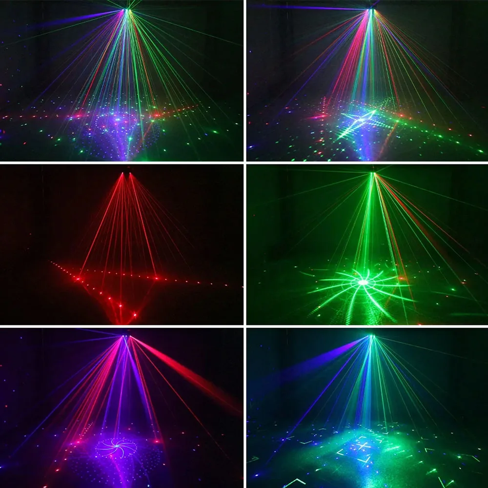 21-Loch RGB Party DJ Disco Strahl Muster Bühne Laserlicht Projektor RGB UV LED Strobe Sound Party Urlaub Hochzeit Lampe Dmx
