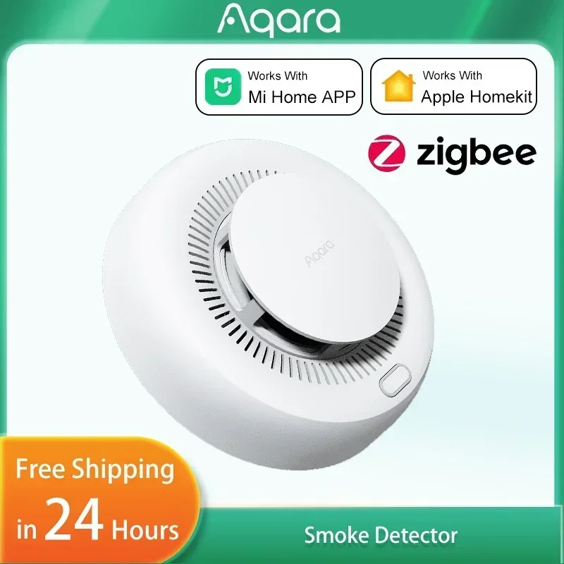Aqara Matter-Sensor Detector de humo, Monitor de alarma de incendio Zigbee 3,0, alerta de sonido, trabajo de seguridad inteligente para el hogar con la aplicación Mi Home Homekit
