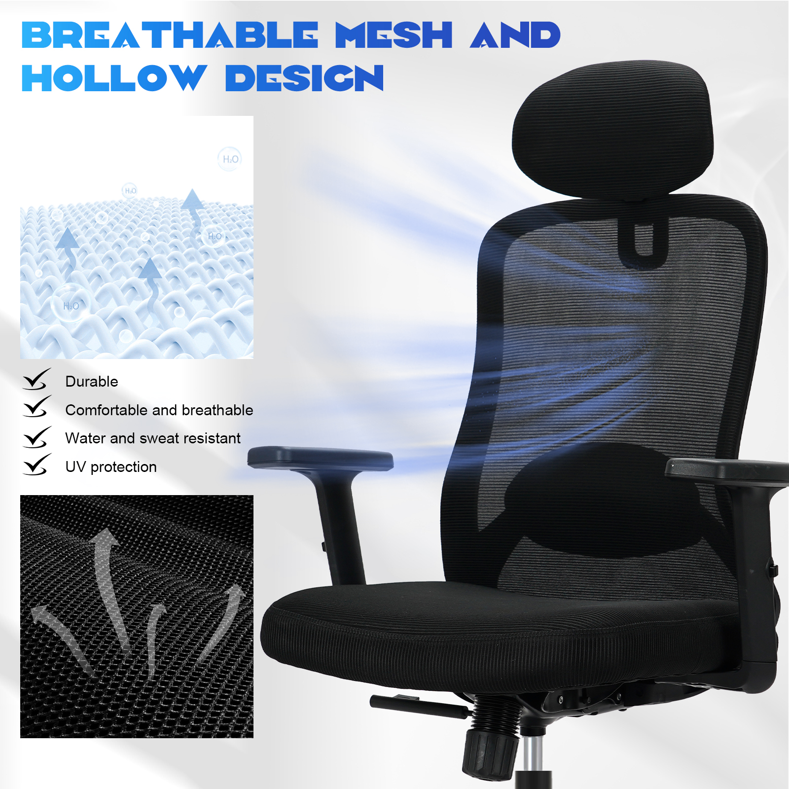 Milacyee Ergonomische computerbureaustoel, thuiskantoorstoel met hoge rugleuning, verstelbare hoofdsteun en lumbale kantoor heeft 90 ° -130 °   Recl