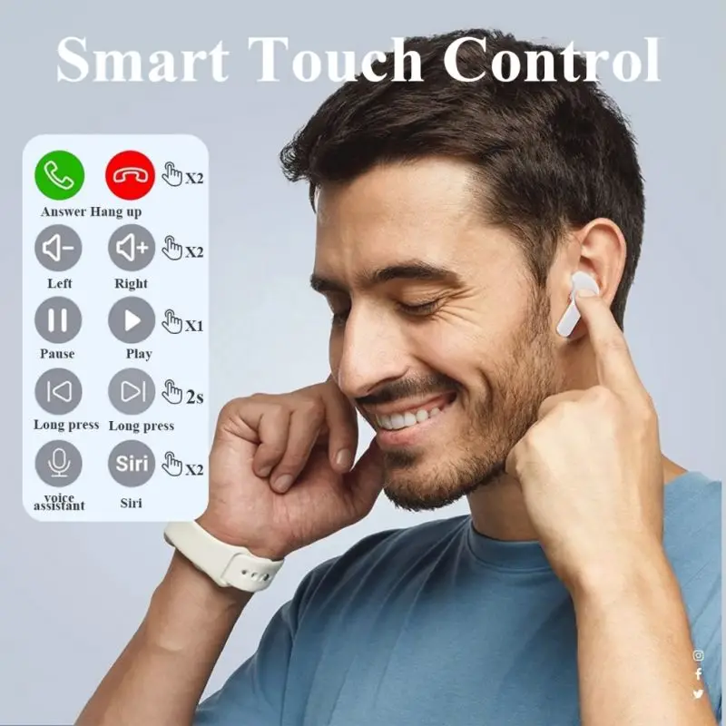 Auriculares inalámbricos con Bluetooth 5,3, dispositivo de audio deportivo con pantalla táctil inteligente, HIFI, estéreo, baja latencia, colorido, para juegos