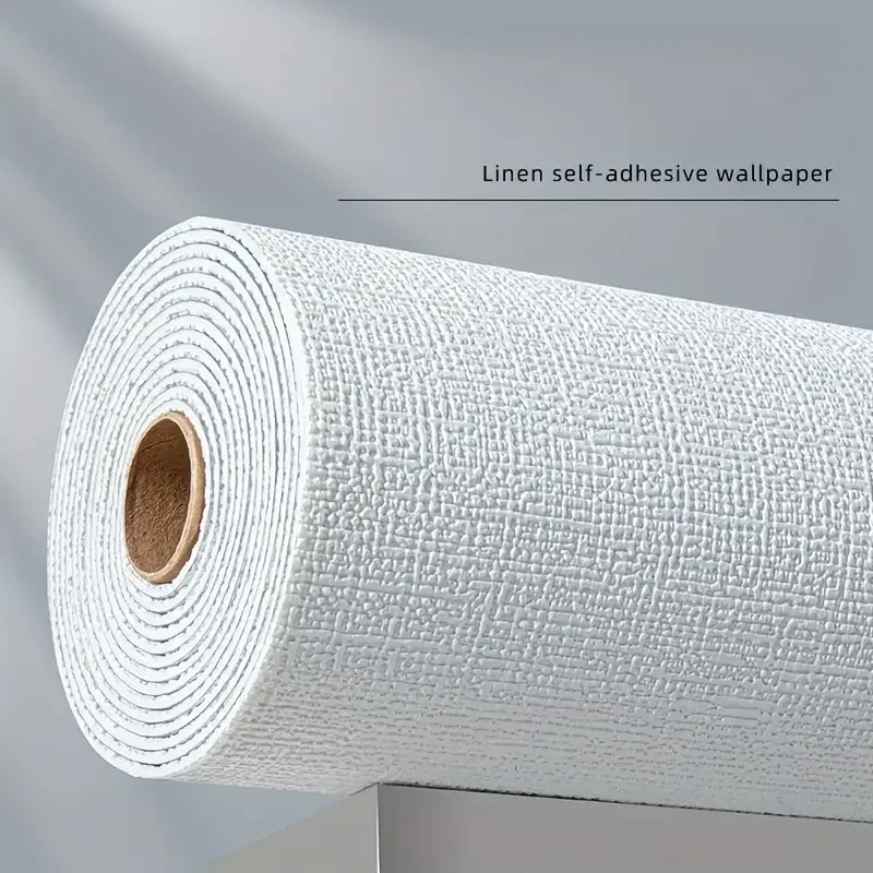 Pvc cor sólida engrossado impermeável 3d linho auto-adesivo adesivos de parede quarto e sala de estar papel de parede renovação ﻿