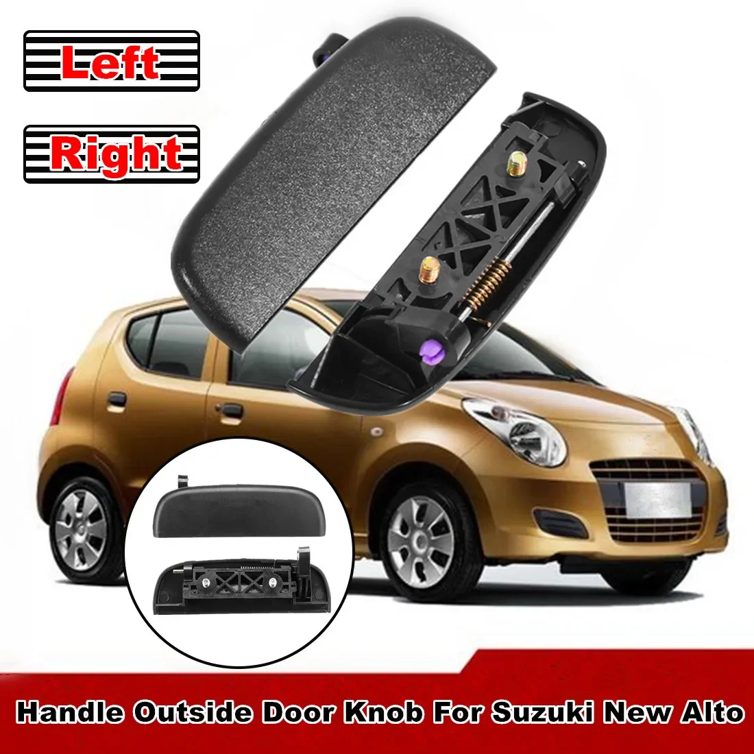 1 Xe Phía Trước Phía Sau Bên Ngoài Bên Ngoài Cửa Mở Tay Cầm Bên Ngoài Cửa Nút Trái Phải Đen Dành Cho Xe Suzuki Mới Alto tay Cầm Một Phần