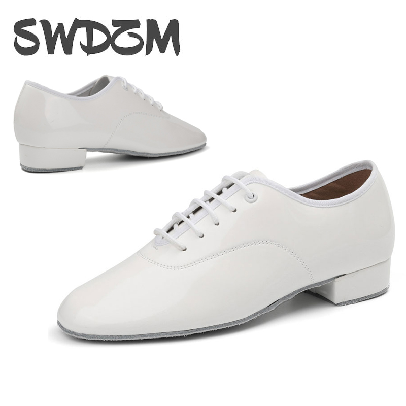 Swdzm sapatos de dança de couro masculino para homem adultos preto moda masculina sapatos de dança de salão latino sapatos de dança tamanho macio 38-44