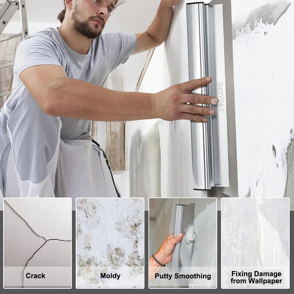 60/80 ซม.Drywall Smoothing Spatula Skimming ใบมีดยืดหยุ่น Knockdown Spatula อลูมิเนียมอัดมีด DIY Wall เครื่องมือ