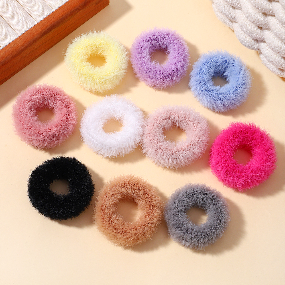5 ชิ้น/ถุง Mini สีสันตุ๊กตาสาวผมแหวนไขมันลําไส้แหวนเด็กน่ารัก Hairy หัวเชือก Furry ยาง Band อุปกรณ์เสริมผม