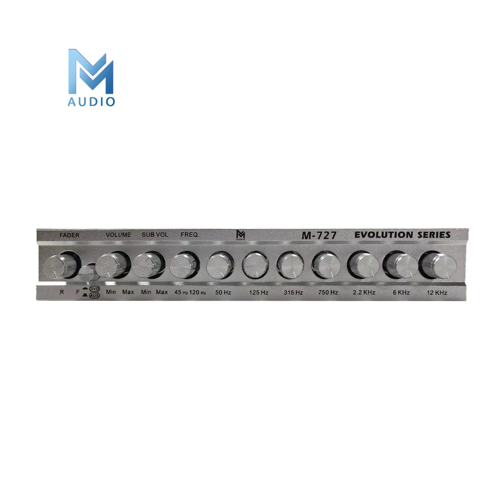 7-band Graphic Equalization Pre Amp พร้อมซับวูฟเฟอร์ความถี่สําหรับเครื่องเสียงรถยนต์ระบบ Crossover Car Equalizer สําหรับเครื่องขยายเสียงรถยนต์