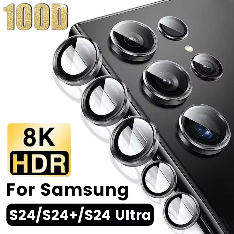 Protector de lente de cámara de cristal para Samsung S23 S24 Ultra Plus, cubierta completa, anillo Protector de Metal para Galaxy S22 Ultra, película de cámara