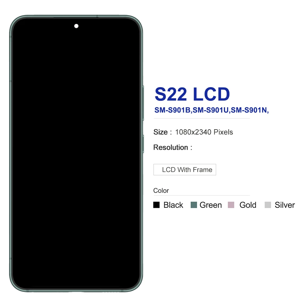S22 5G Bildschirmbaugruppe für Samsung Galaxy S22 S901B S901U S901W S901N S901E LCD-Display Digitaler Touchscreen-Ersatz